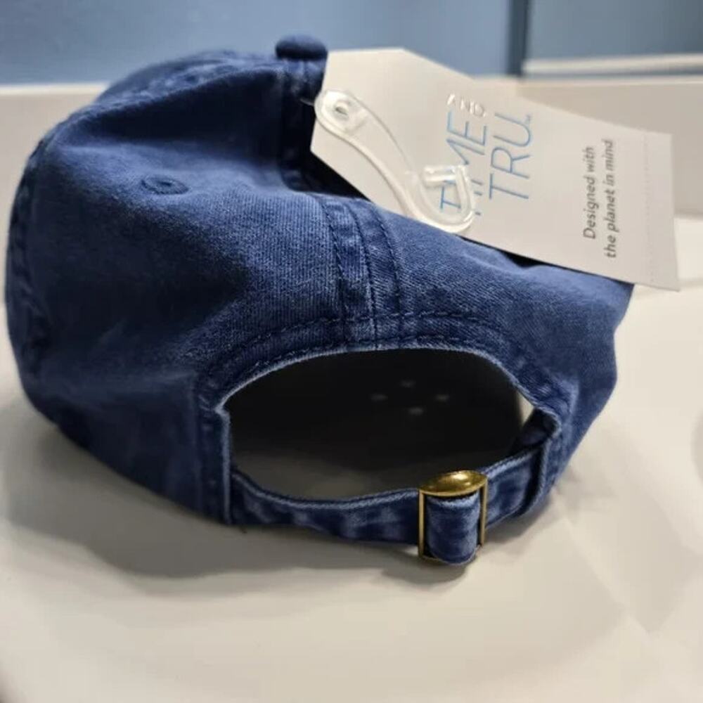 New Time And Tru Cap Blue Women's Flower Paw Dog Cat Adjustable Strapback Hat - Picture 6 of 6